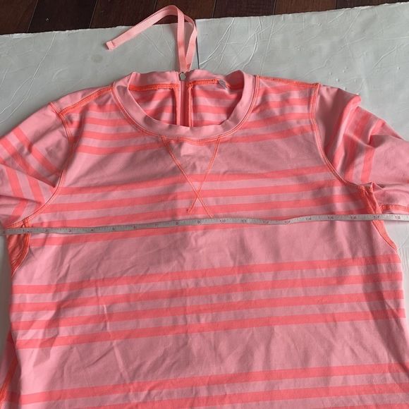 Lululemon Athletica Ocean Stripe Bleached Coral/Pop Orange pullover. size 6 - Picture 8 of 11
